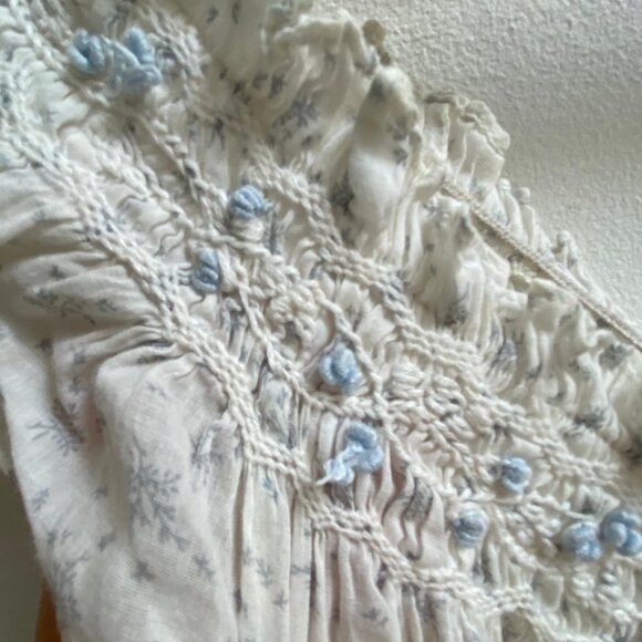 Doen Lovisa Nightgown Small Floral Smocked Neck Midi - Picture 7 of 9